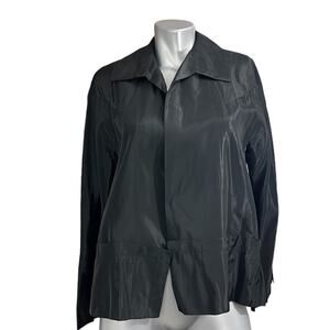 VTG B. Altman & Co Women’s Blazer Black Jacket XL Satin Ruffles Fifth Ave Career